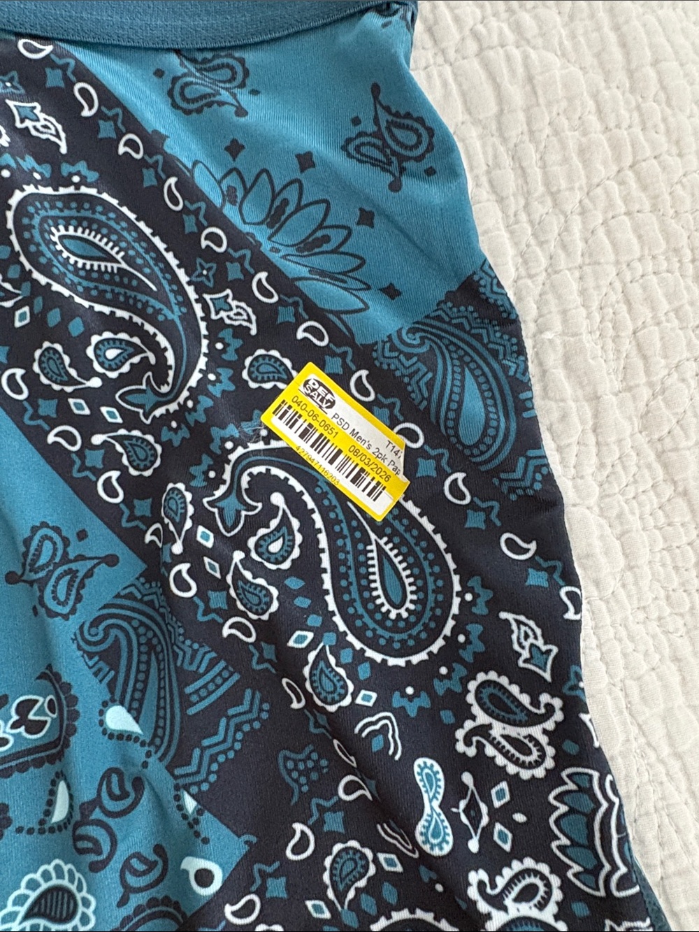 PSD Men’s Teal and Navy Paisley Athletic Boxer Briefs - Picture 5 of 6